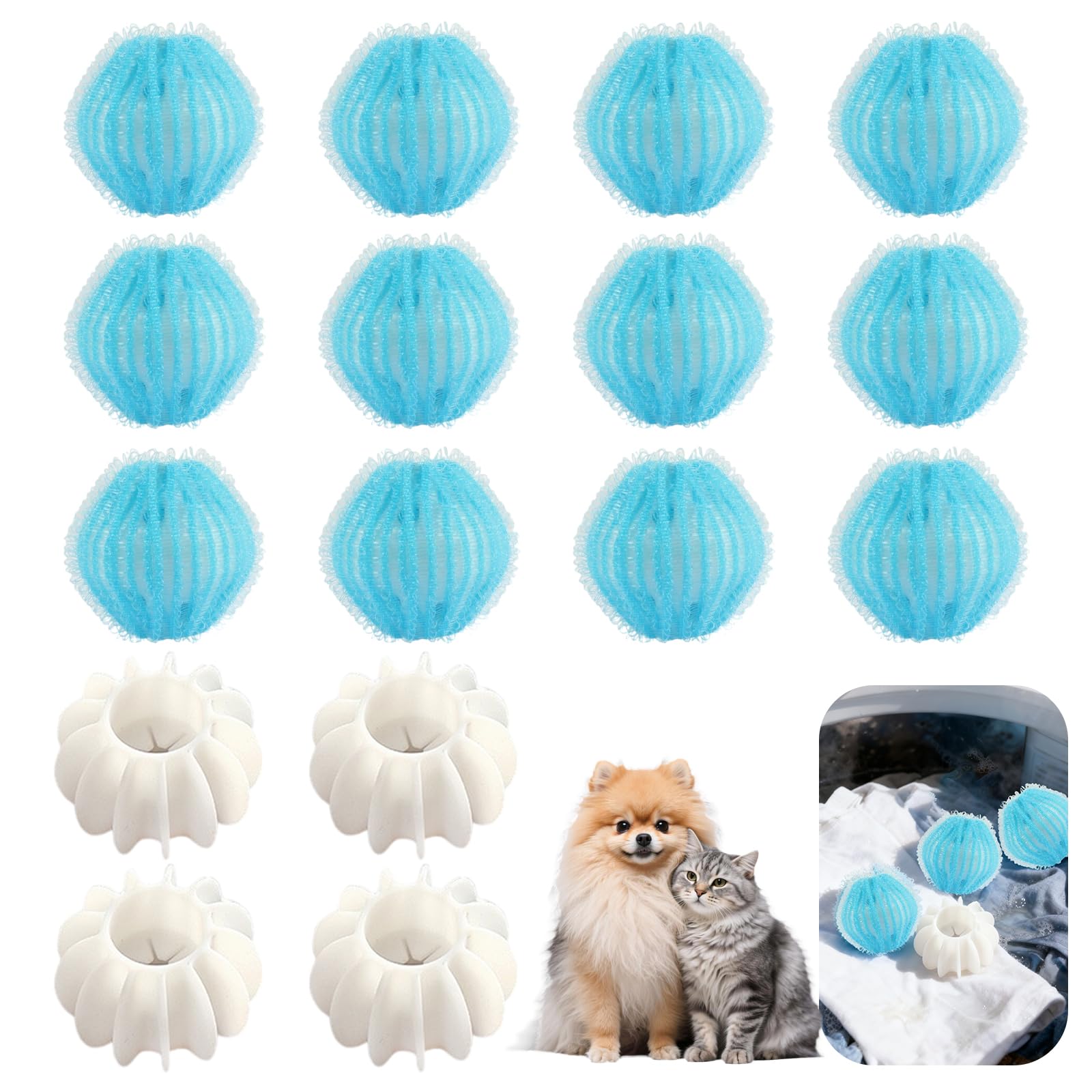 Pet Hair Remover for Laundry, 12 Pcs Reusable Pet Hair Fur Catcher