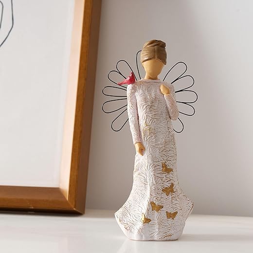 NAN ZAI NAN FANG Sympathy Angel Figurines for Loss of Loved Ones Angel Statues Home Decor Serenity Prayer Gifts for Women Resin Sculpted Hand-Painted Figure Bereavement Gift Praying Hands Statue