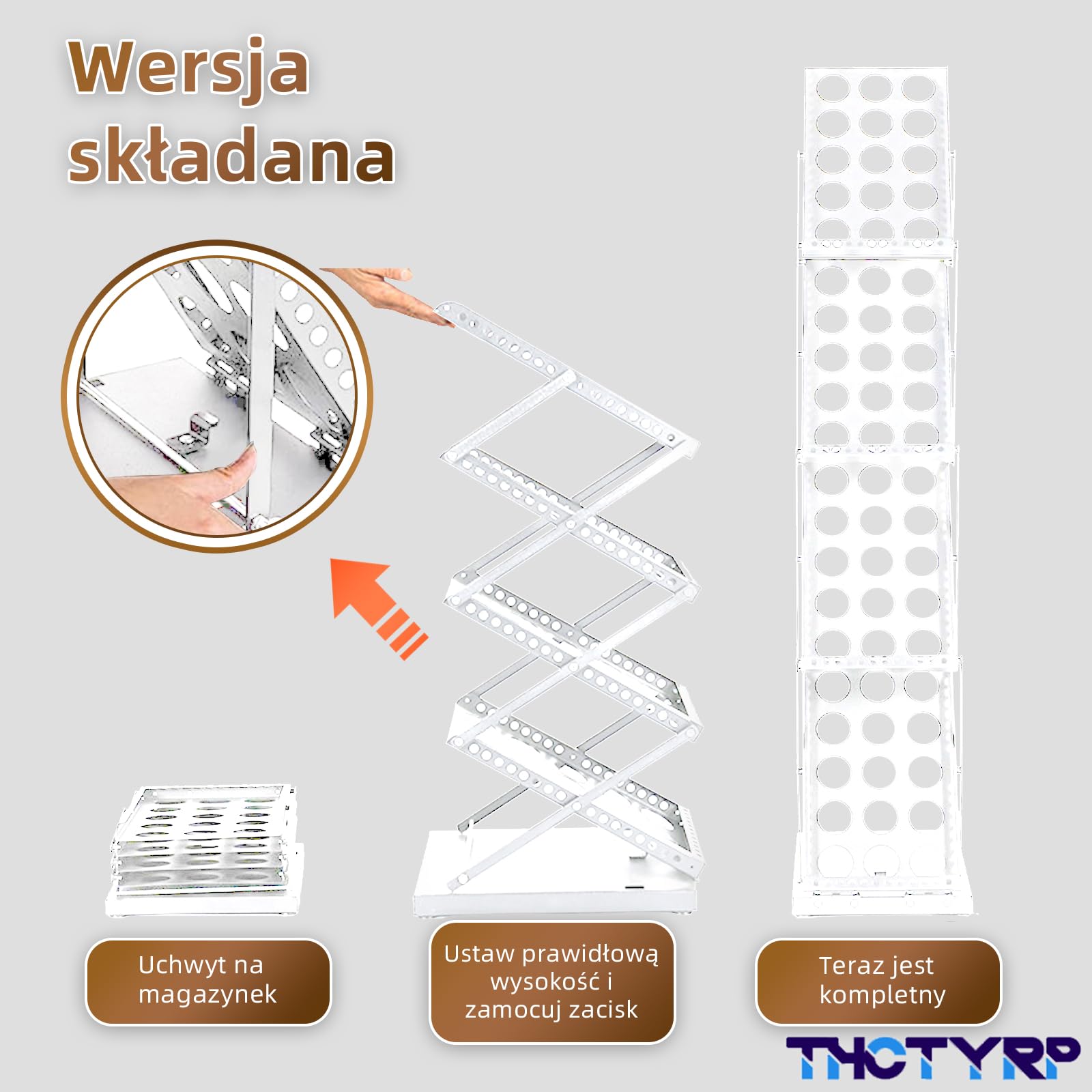 Stojak na czasopisma,stojak na informacje A4 z torbą Oxford, składany, 4-warstwowy, pionowy, stojący na podłodze (Biały)