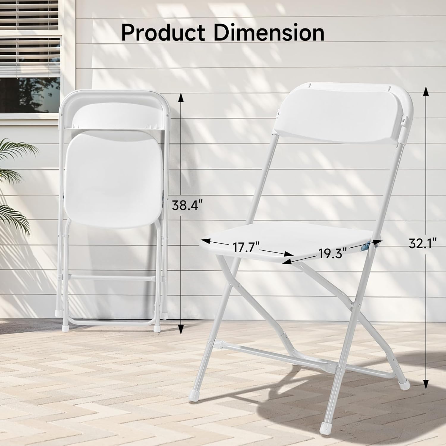 ONBRILL Folding Chairs 10 Pack, 550LBS Capacity Heavy Duty Plastic Folding Chairs with Reinforced Steel Frame, Portable Commercial Chair for Indoor and Outdoor, Wedding, Party, Office, White