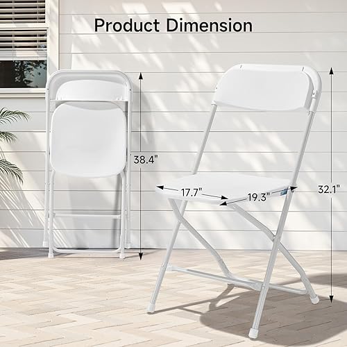 Miniatura 2 de ONBRILL Paquete de 10 sillas plegables, sillas plegables de plástico resistente de capacidad de 550 libras con marco de acero reforzado, silla