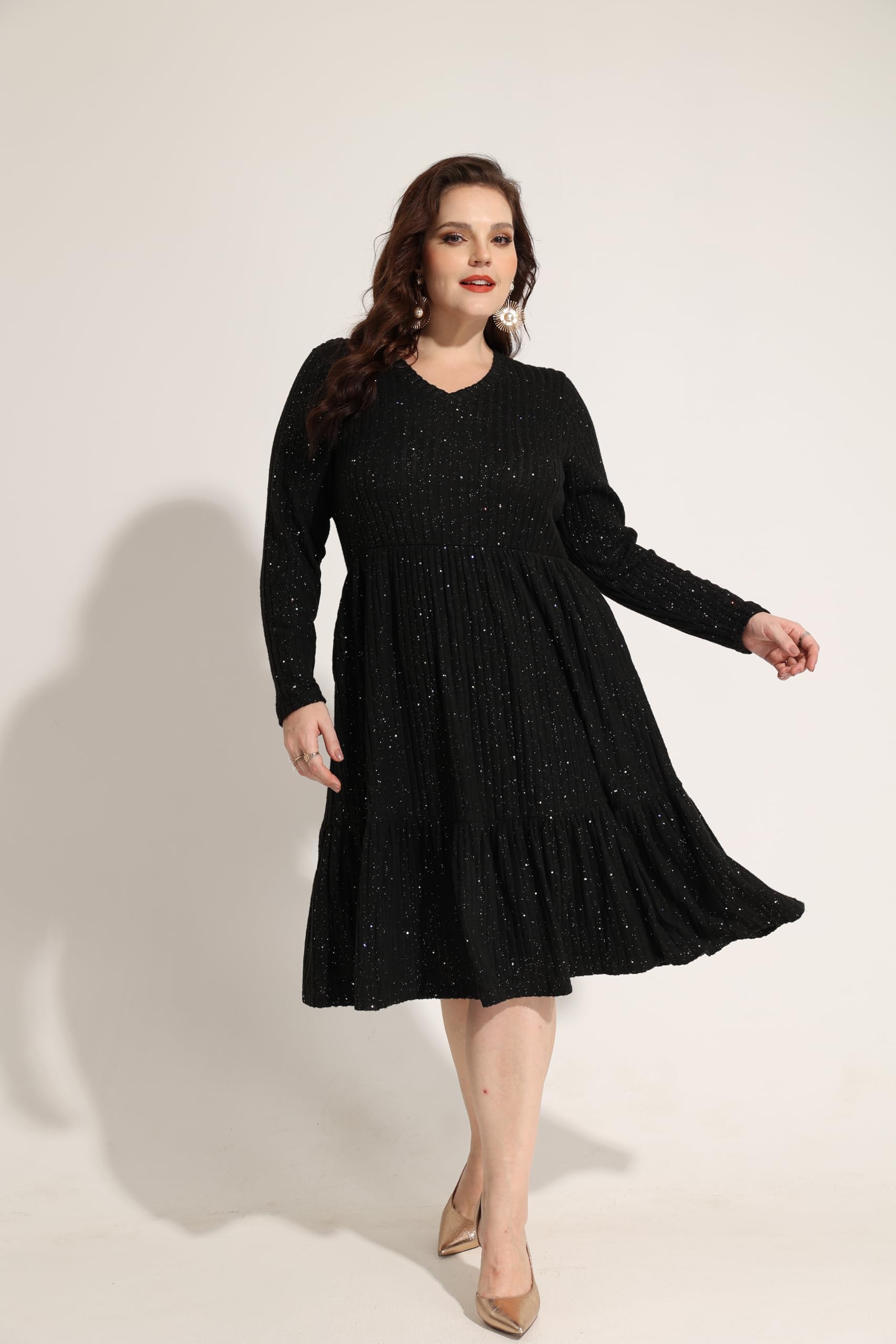 RITERA Robes de grande taille pour femmes courbes d'été printemps femmes robe col en V manches courtes robe décontractée avec poches XL-5XL