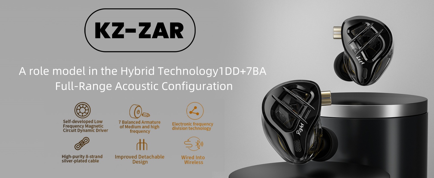 Amazon.com: KZ ZAR 1DD+7BA Hybrid Technology Driver Wired Earbuds