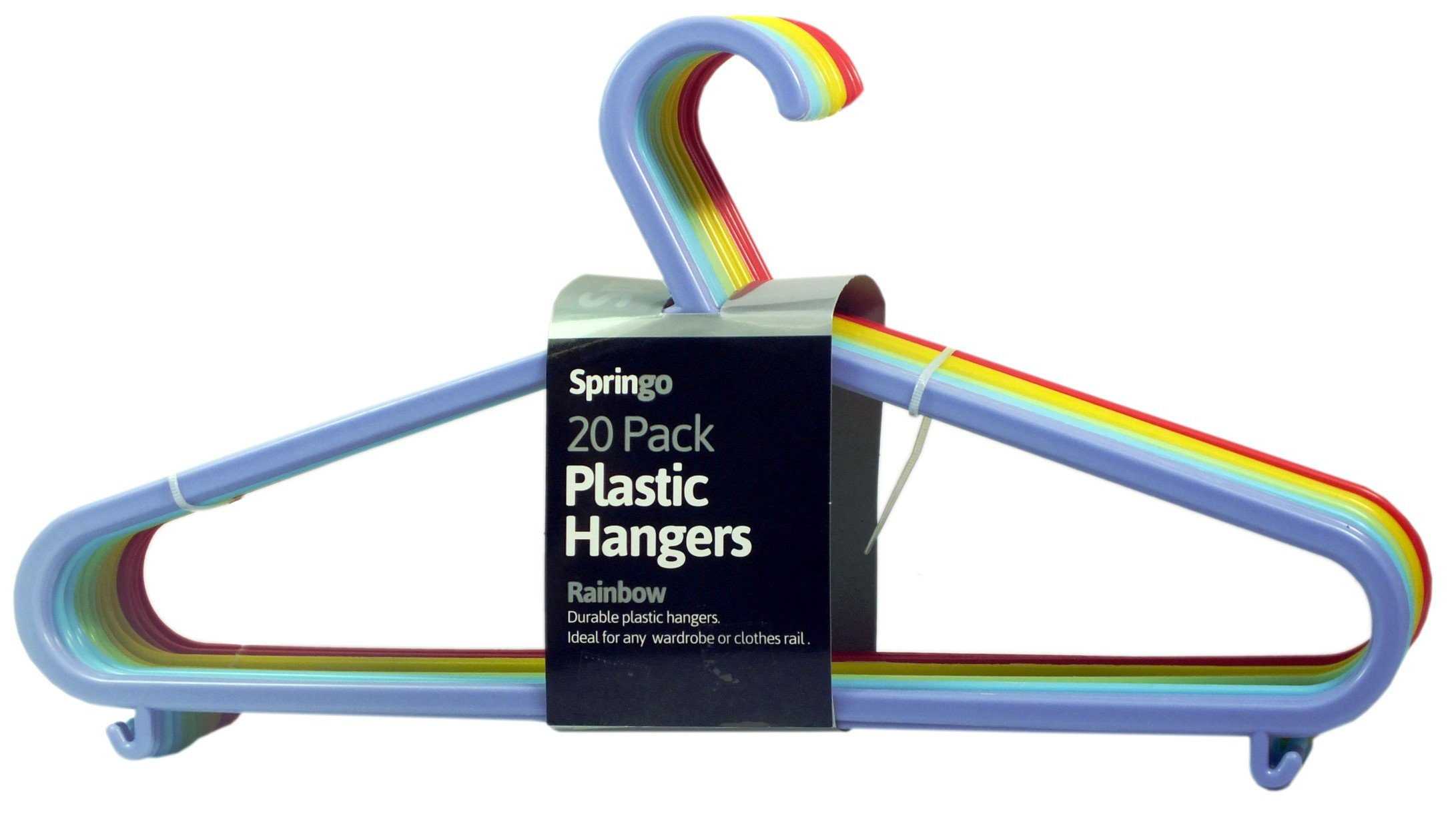 20x Adult Coat Hangers Multi Colour Strong Plastic Clothes (36cm Wide)