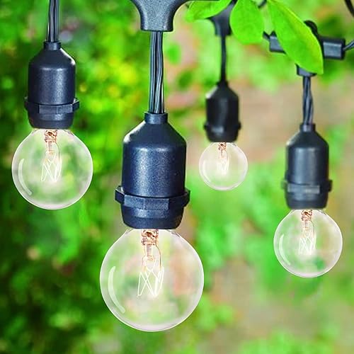 Afirst Tira de luces para exteriores de 20 pies Luces de patio con 15 bombillas, impermeables, conectables, Edison para iluminación exterior de