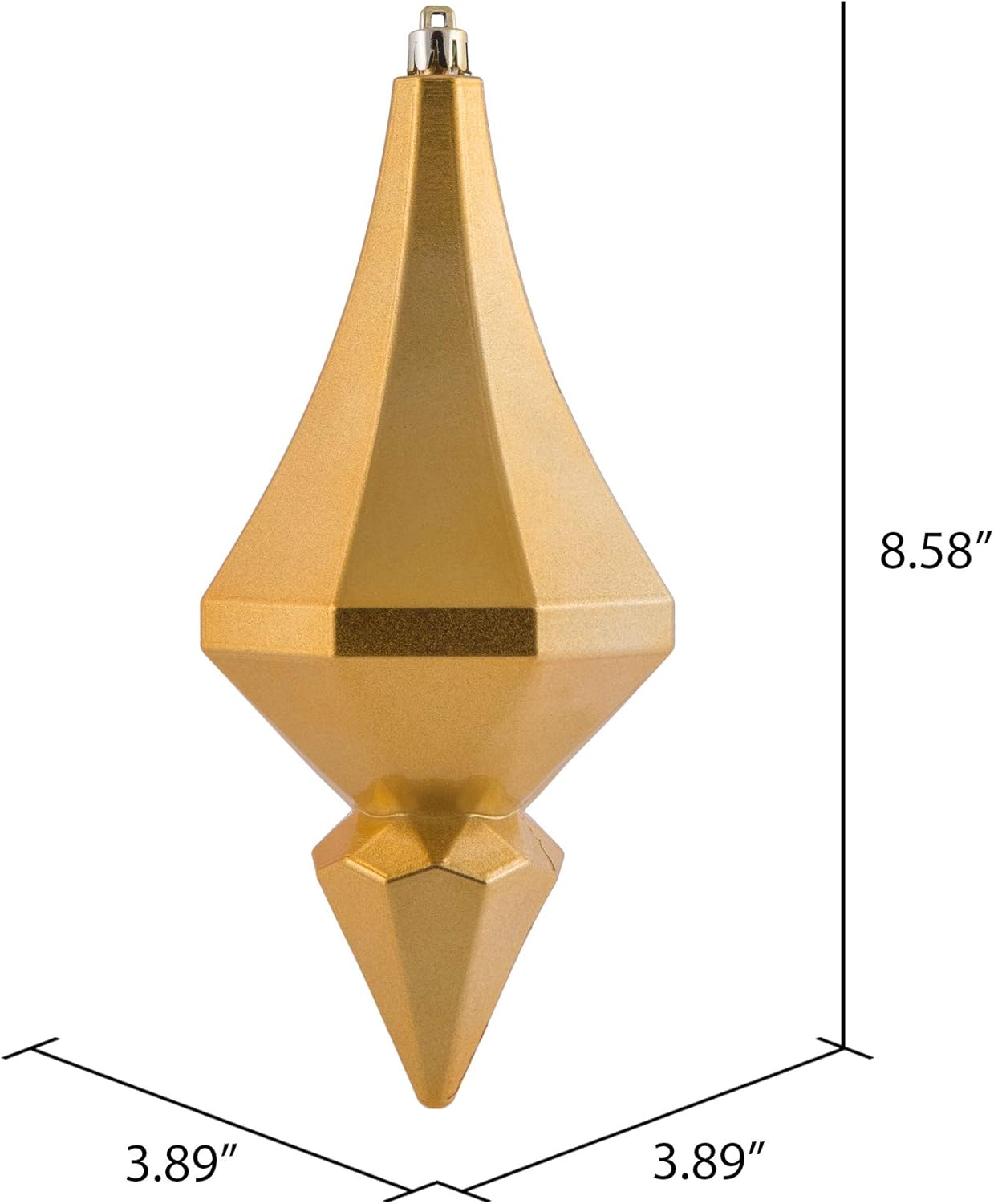 Vickerman 8" Candy Finish Diamond Finial Ornament, Shatterproof Plastic, Holiday Christmas Tree Decoration, 2 Pack, Copper and Gold