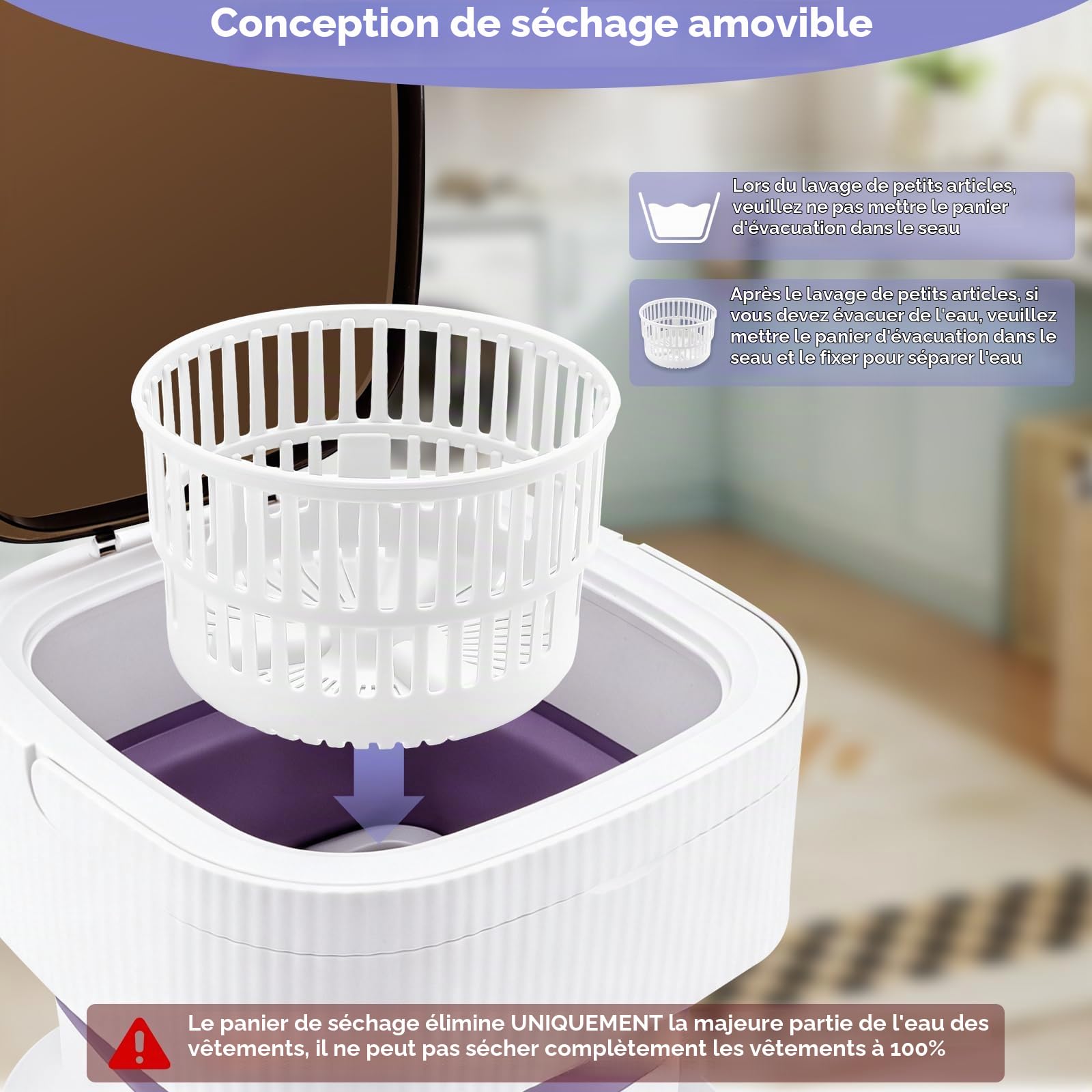 Mini Machine à Laver Portable 10L Pliable Lave Linge Compact | 3 Modes de Nettoyage & Panier D'essorage Amovible, Classe Énergétique E pour Appartements, Dortoirs, Camping & Voyages