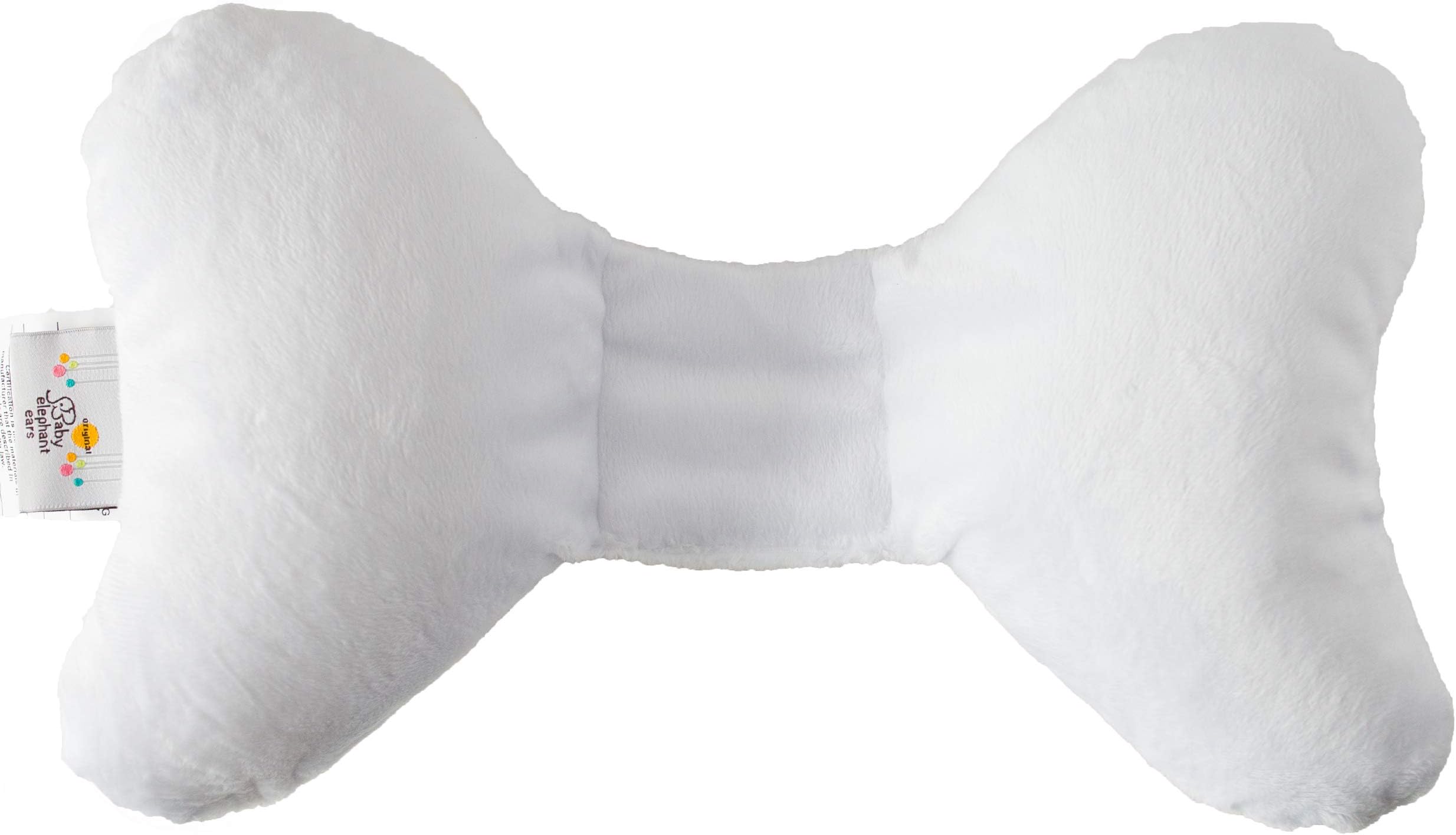 Original Baby Elephant Ears Head Support Pillow for Stroller, Swing, Bouncer, Changing Table, Car Seat, etc. (White Minky)