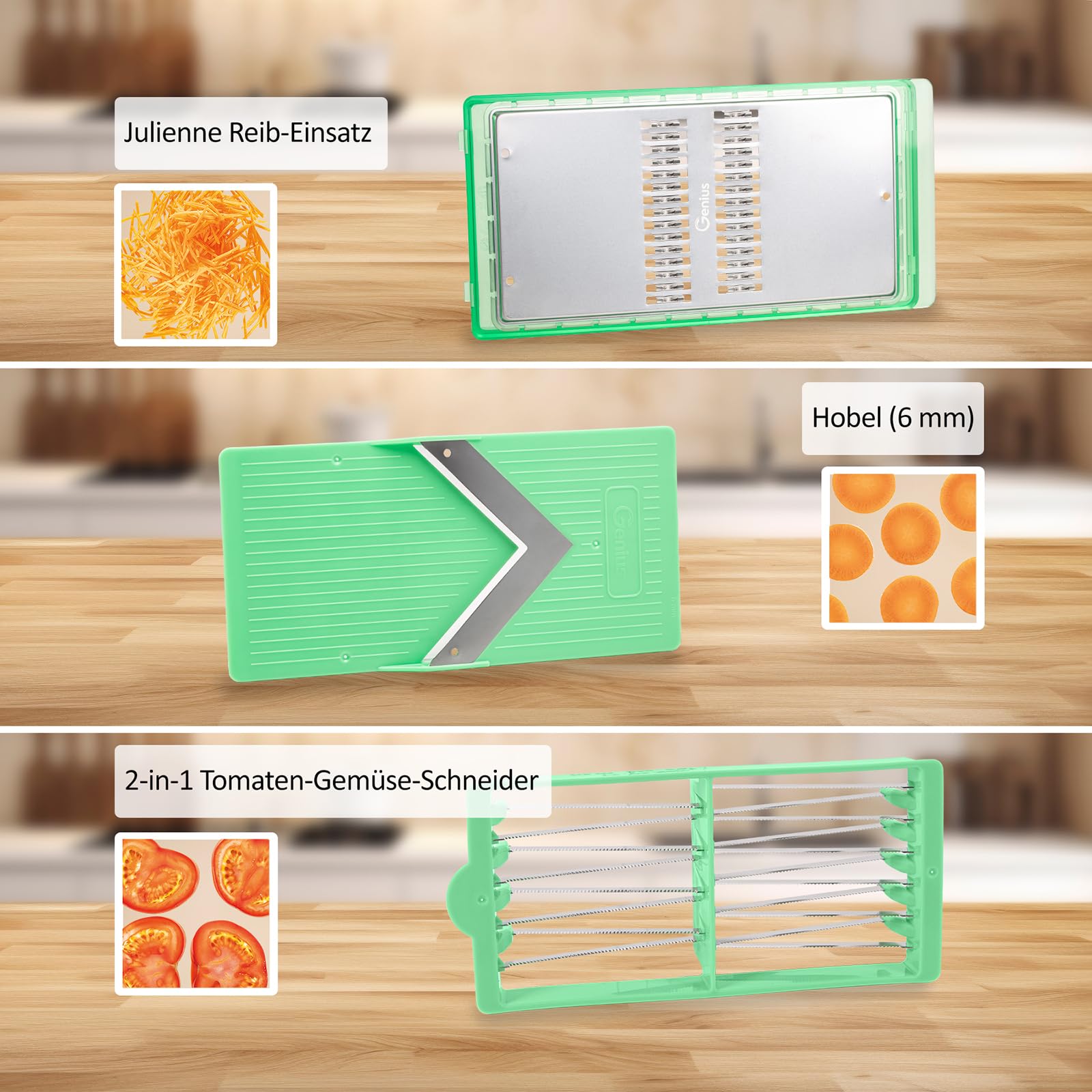 Genius Nicer Dicer Exclusive 30 tlg Gemüseschneider & Gemüse Hobel multifunktional- Mandoline, Würfelschneider, Julienne & Spiralschneider, Reibe, Zerkleinerer für Gurken, Kartoffeln, Obst