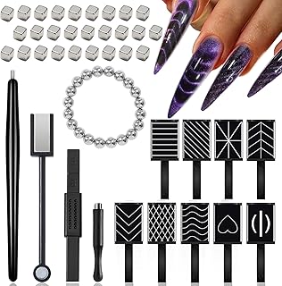 WOKOTO 60 PCS Cat Eye Magnet For Nails Multiple Style Nail Magnets For Nail Art Designs Magnets Beads Blocks Cat Eye Gel Nail Polish Magnets Nail Art Tools Pre-Design Nail Art Cat Eye Magnets