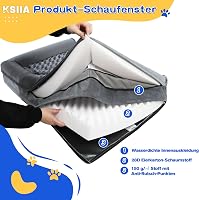 KSIIA Ortopédiai Kutyaágy Közepes Kutyáknak 91x68x16 cm - Mosható Huzatú Kutyakanapé Három Megemelt Széllel, Csúszásgátló Aljjal, Szürke 4
