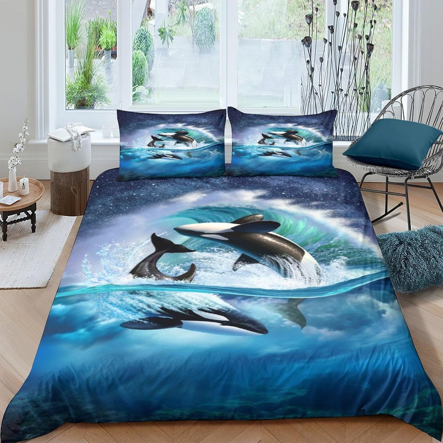 Housse de couette hypoallergique poissons lit 260x240