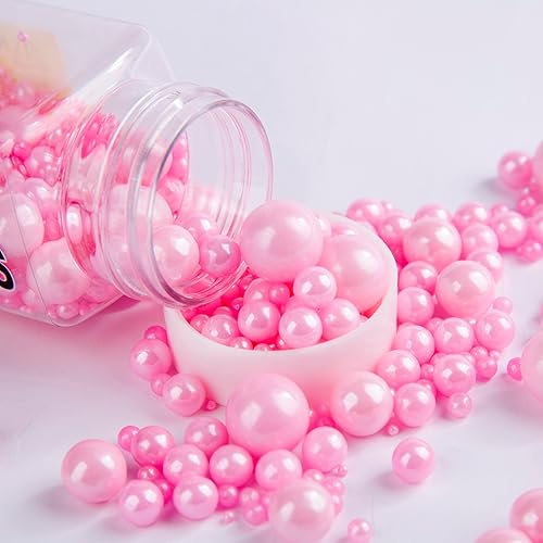 1 botella comestible de perlas rosadas de azúcar de 4.23 onzas, chispas para pasteles y galletas, dulces para fiestas navideñas, cupcakes y