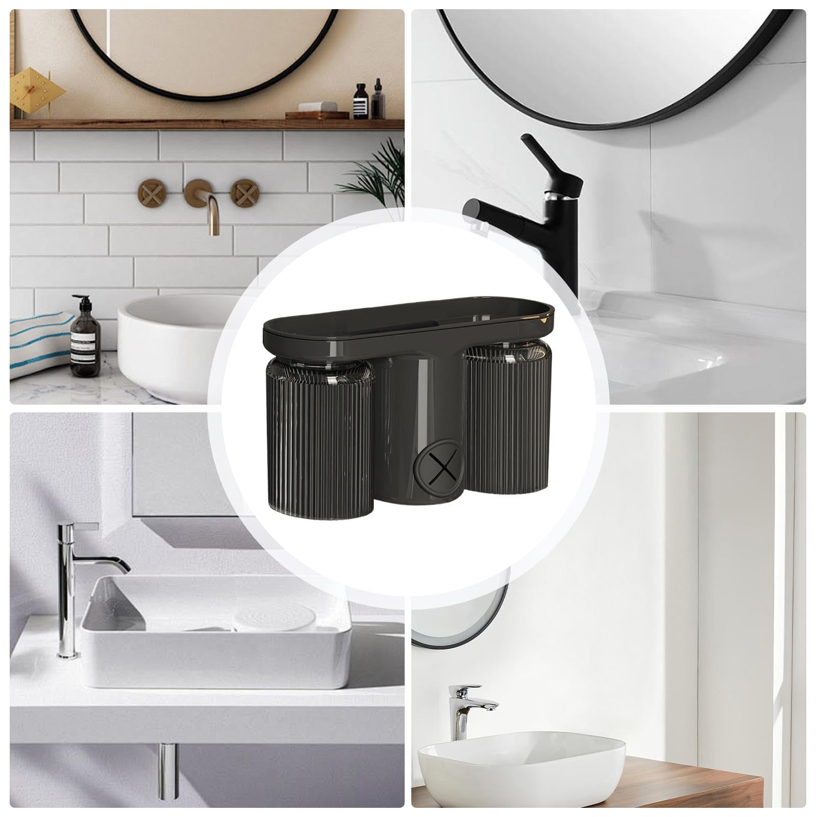 Tandenborstel Opslag | Elektrische Tandenborstel Tandpasta Organizer voor Muur, Tandenborstel Stand Met 2 Kopjes, Badkamer Organizer Opbergset voor Familie Badkamer