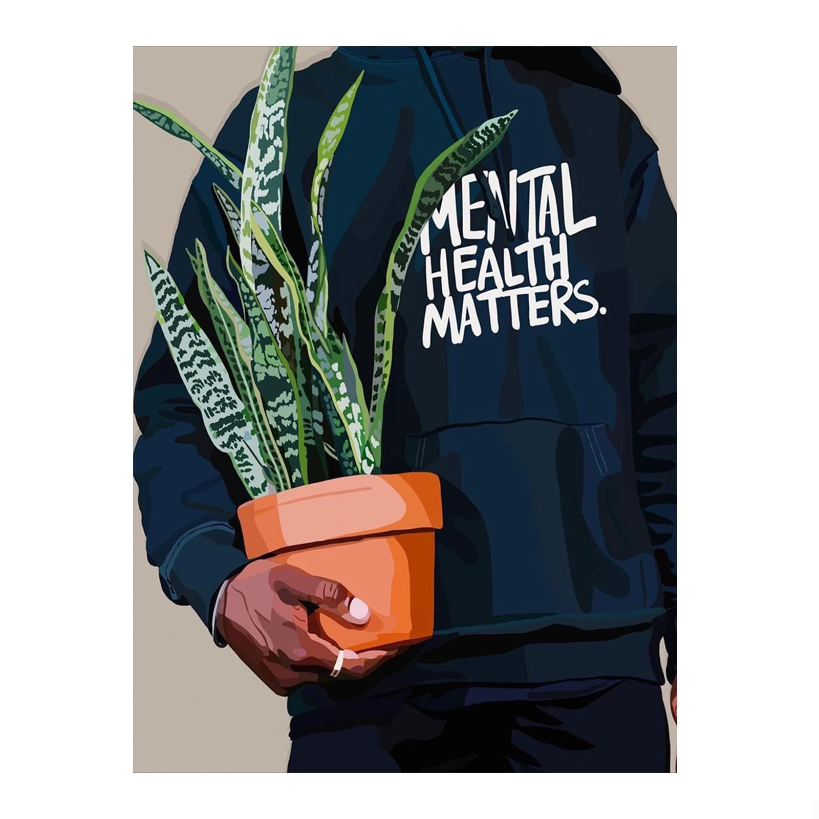 Black Man Mental Health Matters Art Print,Urban Black Culture Wall Print,Melanin Canvas Wall Poster,Afro American Therapist Office Bedroom Home Wall Decor 11X14