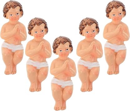 5pcs Miniature Jesus Statues Resin Jesus Figurines Religious Nativity Collectible Ornaments for Christmas Home Decor