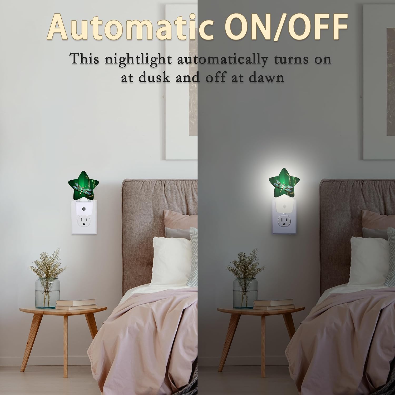 Mystical Dragonfly Night Light,Dusk to Dawn Smart Sensor NightLight for Bedroom Bathroom Kitchen Hallway Stairs Hallway,Plug-in, Energy Efficient Decor Desk Lamp Gifts image 4