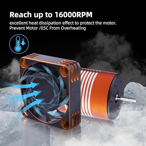 Miniatura 3 de Ventilador de enfriamiento del motor de coche RC Disipador de calor 16000RPM Ventilador de enfriamiento ESC sin escobillas 1.575x1.575 in para coche