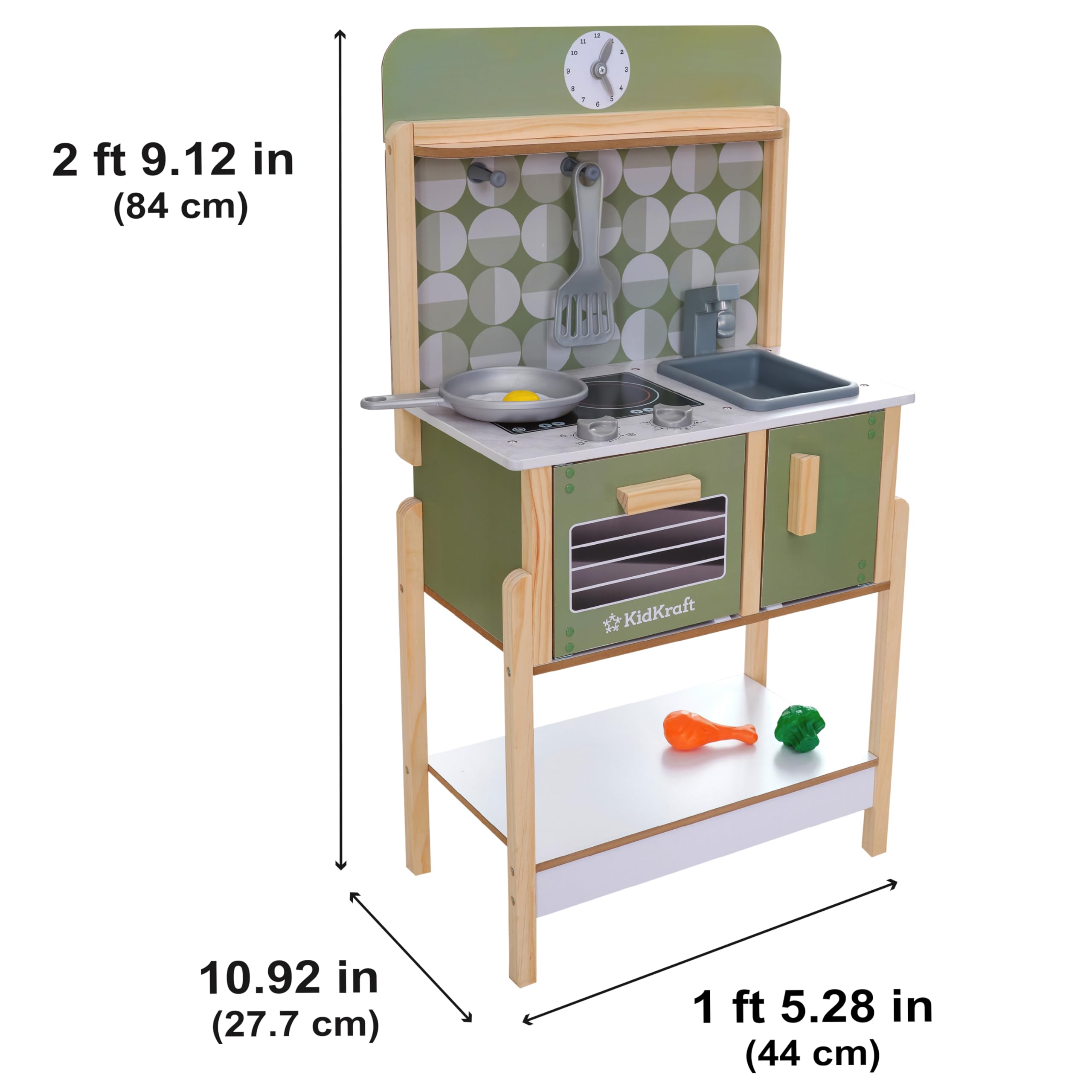 KidKraft Cocina de Juguete Time to Cook de Madera para niños con Accesorios incluidos, Comida de Juguete y Set Utensilios de Cocinita Infantil, Juguetes niños 2+ años (20513)