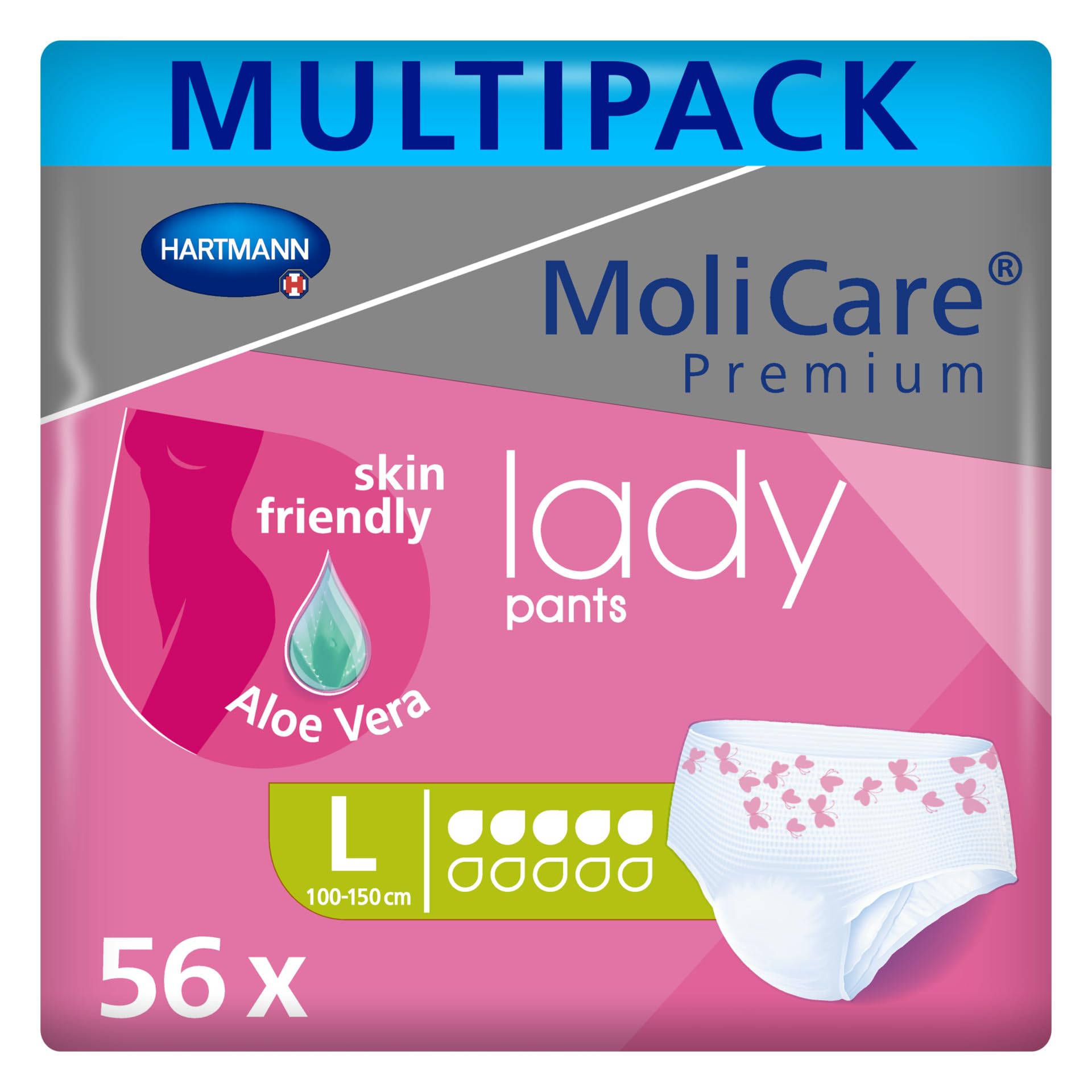 56 x MoliCare Lady 5 Drops | Large | Incontinence Pants for Women | 8 Packs of 7