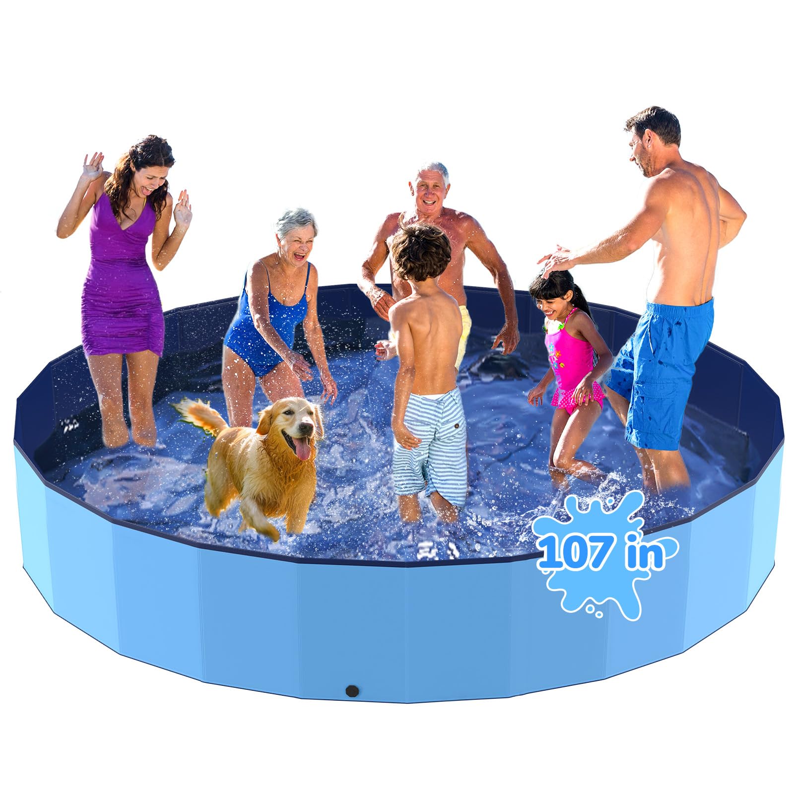 Piscina Cachorro Dobrável Bilibara 57' - Anti-derrapante Para Cães Grandes