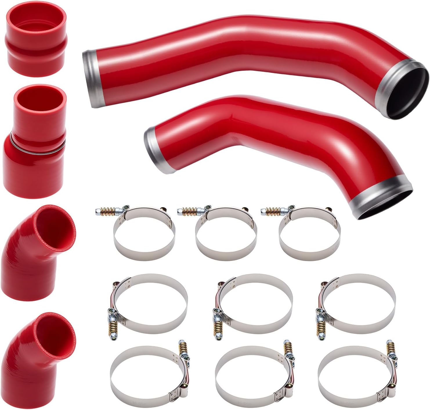 EVIL ENERGY Intercooler Piping Compatible with 2013-2018 Dodge Ram 2500/3500 6.7L Cummins Diesel, Stainless Steel Intercooler Pipe Kit Hot & Cold Side, Red