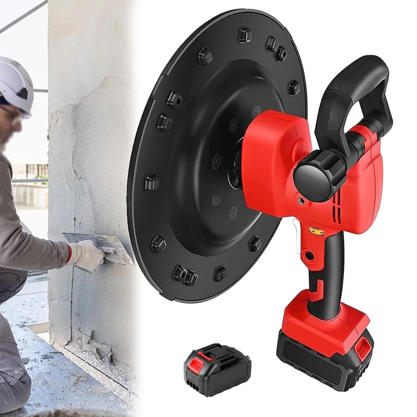 SBCGFY Electric Concrete Trowel - Handheld Wall Surface Smoothing Machine With Variable Speed, For Construction And Mortar Finishing,1 Lithium Battery