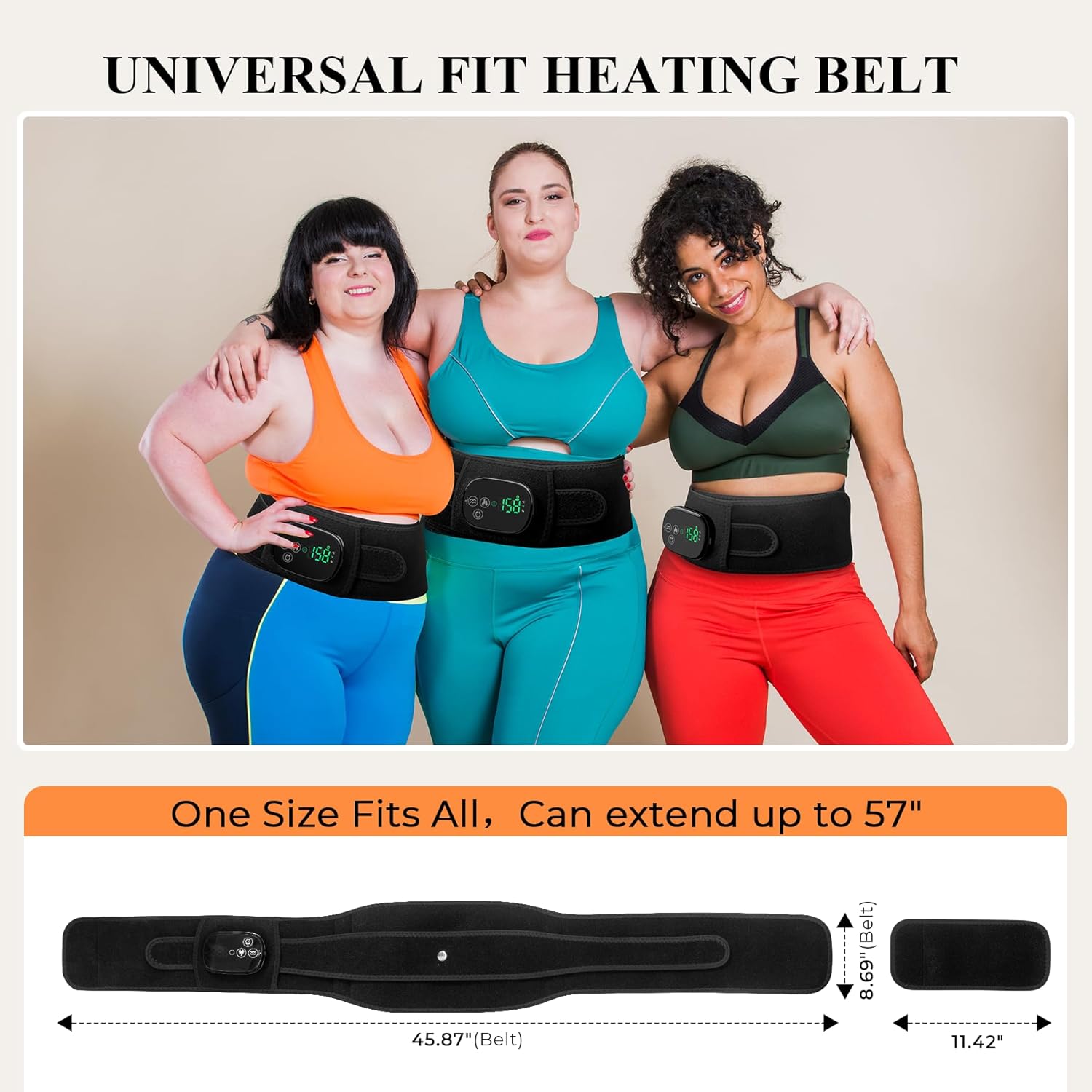 Heating Pad with Massager for Back Comfort, Cordless Lower Back Massager with 6 Heat Levels, Portable Vibrating Heated Belt for Lumbar/Abdominal- Gifts for Women, Men, Mom & Dad