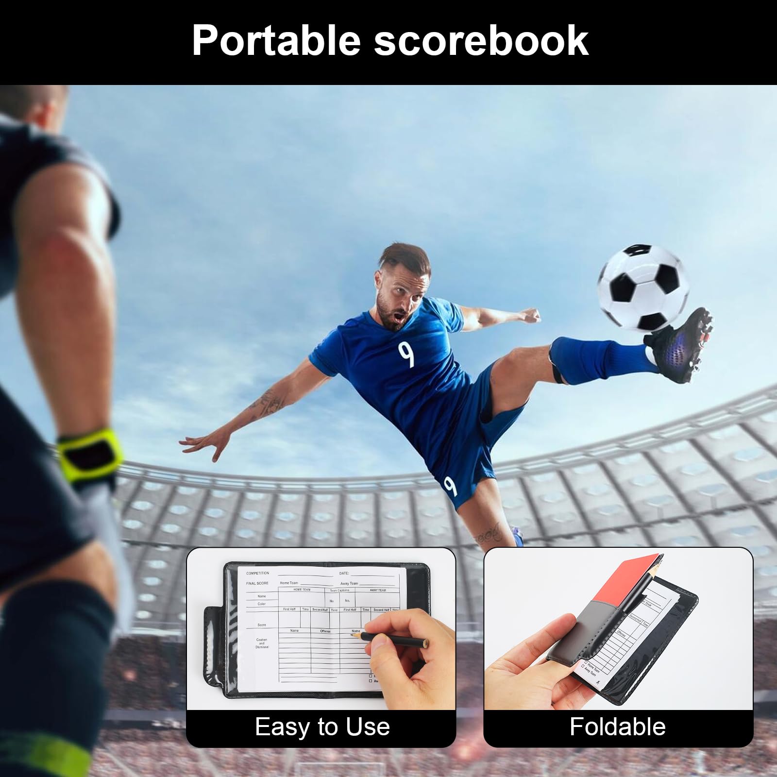 Kit de Tarjetas de Árbitro Fútbol, Juego con Silbato, Tarjetas Roja y Amarilla PVC