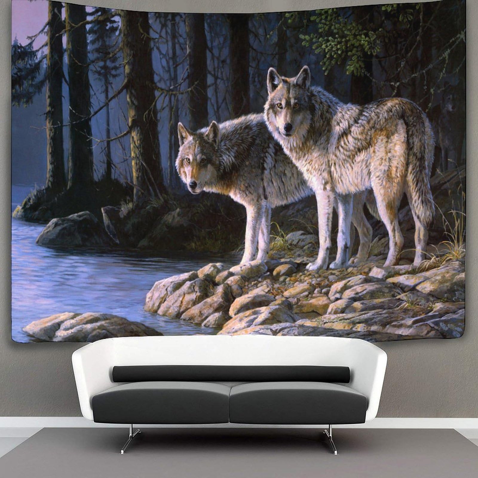kaiyun Majestic Wolves Tapestry Wall Hanging,Animal for Bedroom Decor Birthday Party Celebration Or Garden Backdrop 150cmx200cm