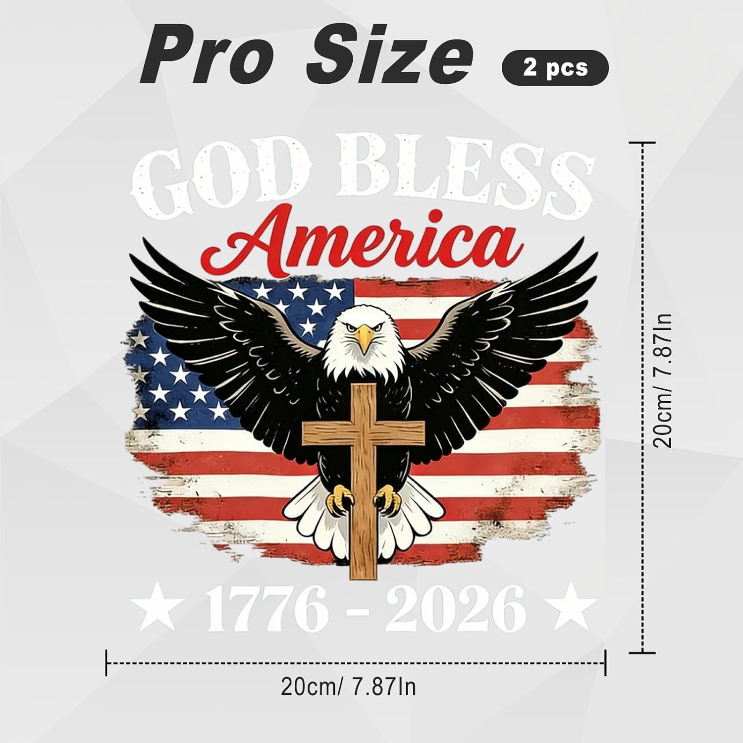 2PCS American 250th Anniversary Window Decal, Waterproof 1776-2026 Patriotic Eagle&Cross Vinyl Sticker, God Bless America Independence Day Car Decal for Car Windows Bumpers Water Bottle Laptop
