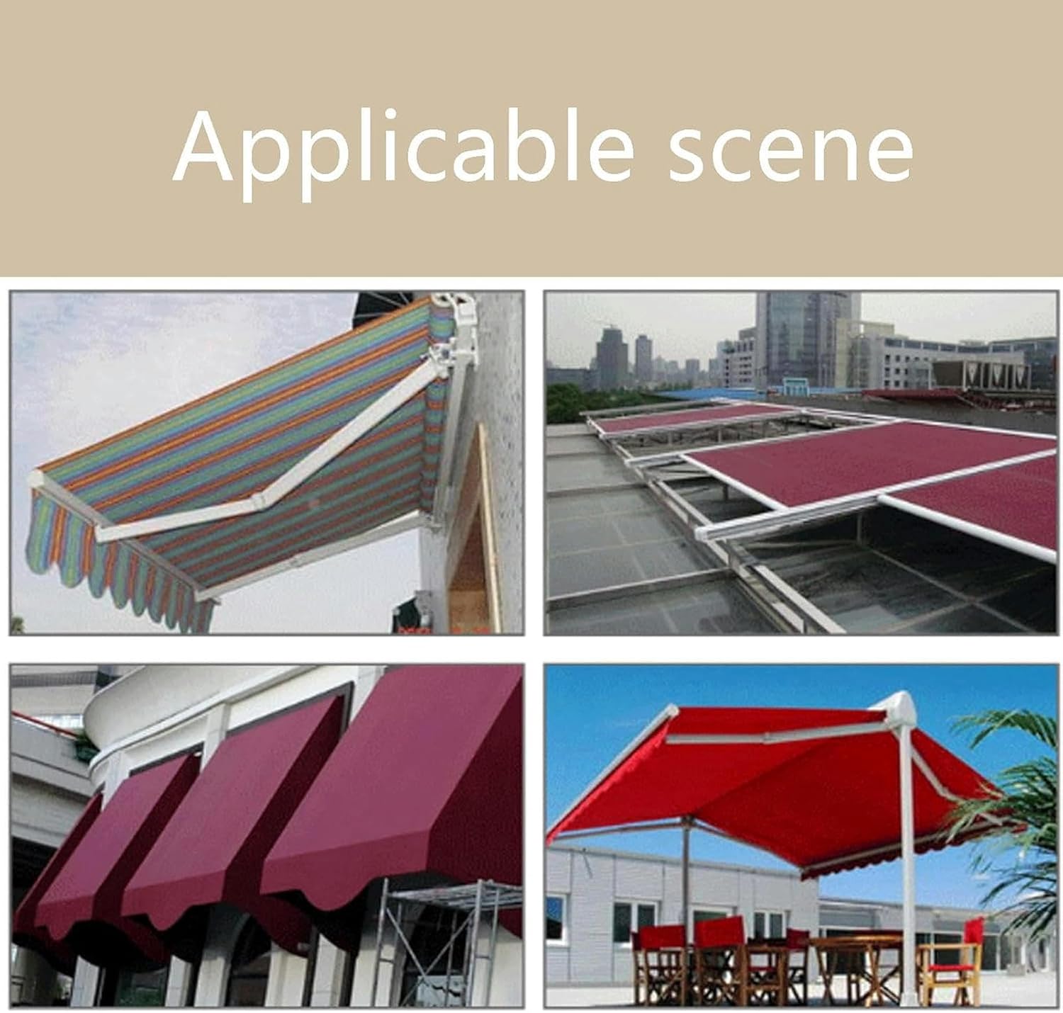 Patio Awning Fabric Replacement Fabric Sun Shade Awning Cover Polyester Canopy Cover Sun Shade Waterproof Outdoor for Retractable Awnings（Fabric Only）, 12x10ft(3.6*3m)