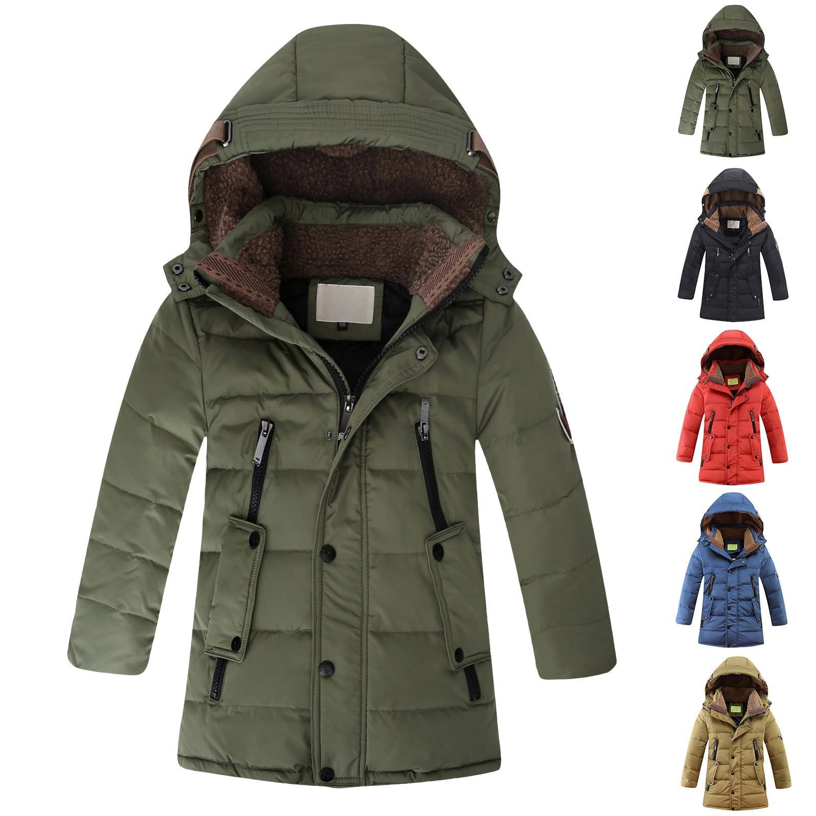 Abrigos de invierno para niños, chaqueta acolchada con forro polar para niños, forro pesado y esponjoso, con capucha, abrigo parka resistente al viento, grueso, con cremallera, casual, para la escuela