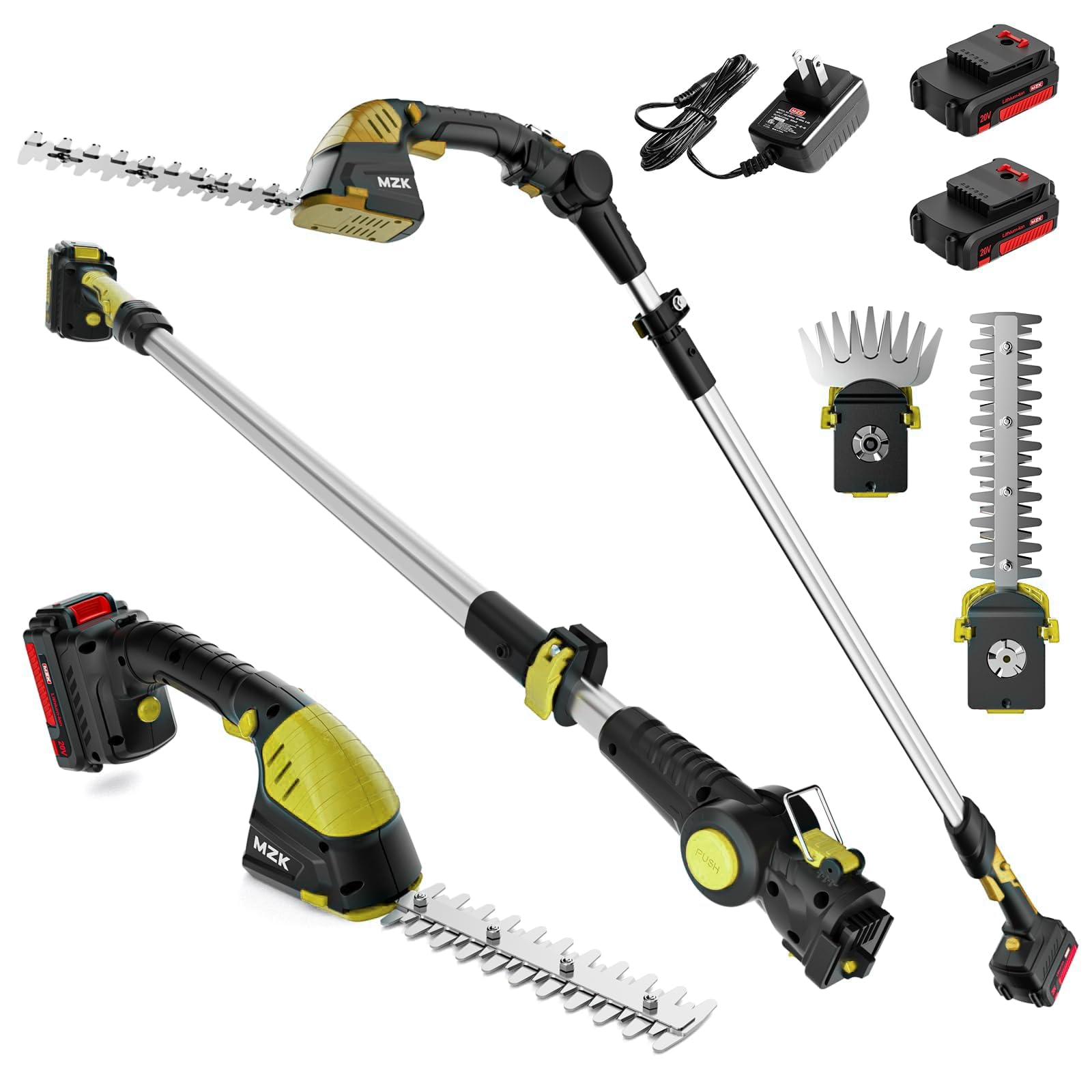 Amazon.com : MZK 2-in-1 20V Pole Mini Hedge Trimmer & Grass Shear