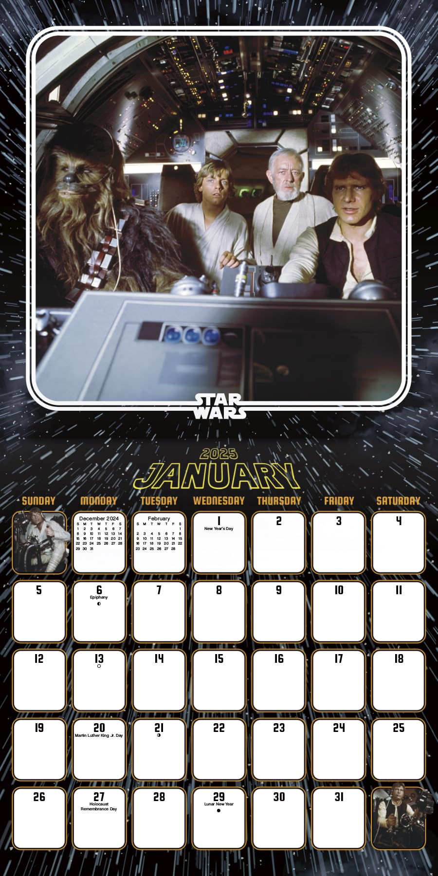Mini calendario de pared de Star Wars: Saga 2025