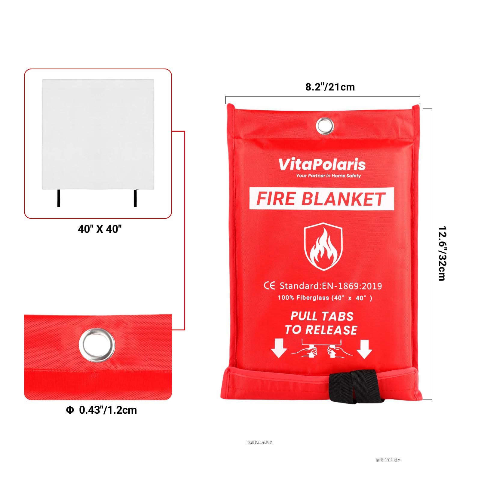 Manta de emergencia resistente para el hogar y la cocina, 40 x 40 pulgadas, manta ignífuga de fibra de vidrio de clase K para el hogar, cocina, parrilla, coche (paquete de 1)
