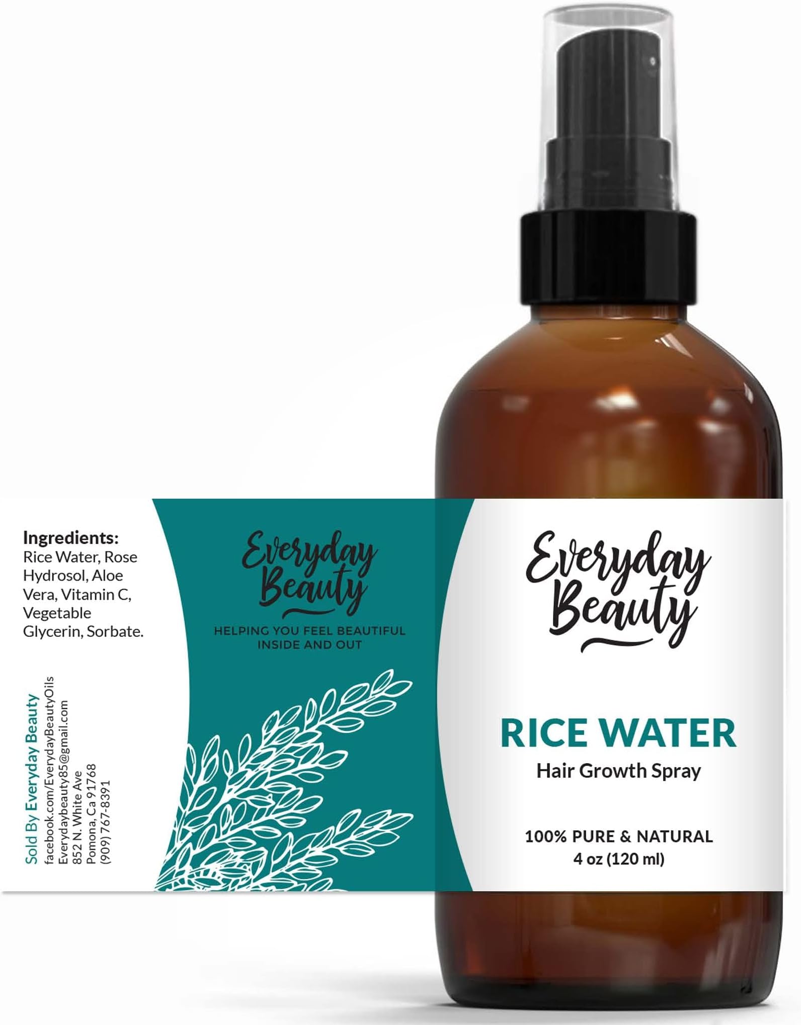 Rice Water For Hair Growth - All Natural Vegan Hair Mist For Damaged Dry Thin Hair - Strengthen, Moisturize & Thicken Hair Naturally - 4oz