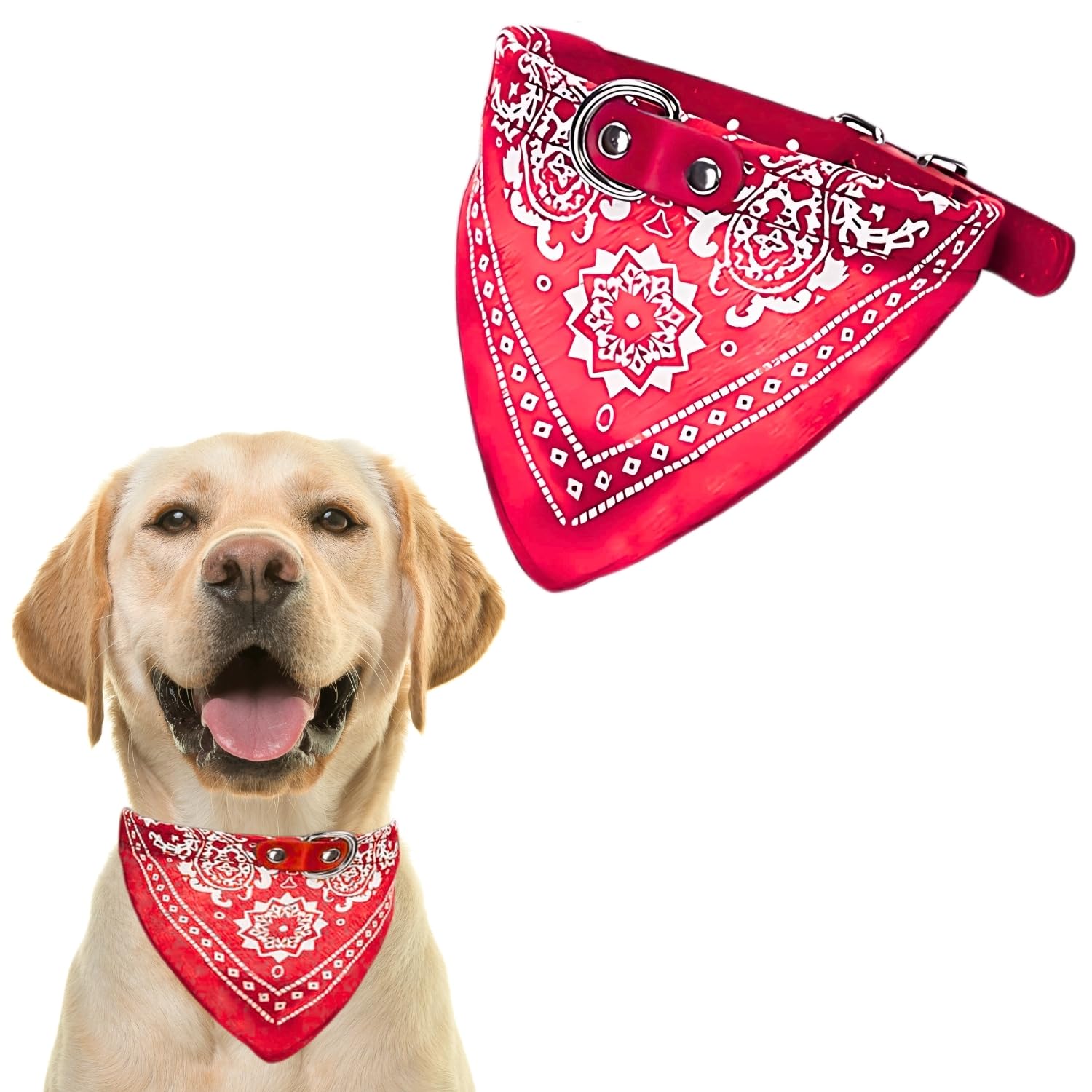 Sage Square Faux Leather Adjustable Scarf Cum Neckerchief Collar for Dog/Cat/Puppy/Kitten (Red) (B079TYSDJ2) Amazon Price History, Amazon Price Tracker