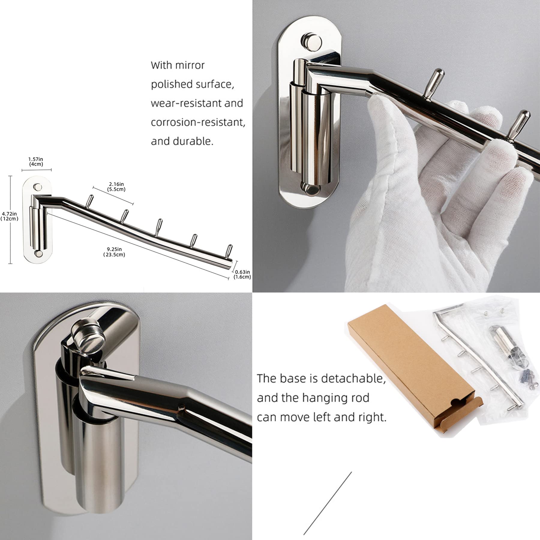 Amazon｜ステンレス鋼壁取り付け衣類ハンガーラックフック、スイング