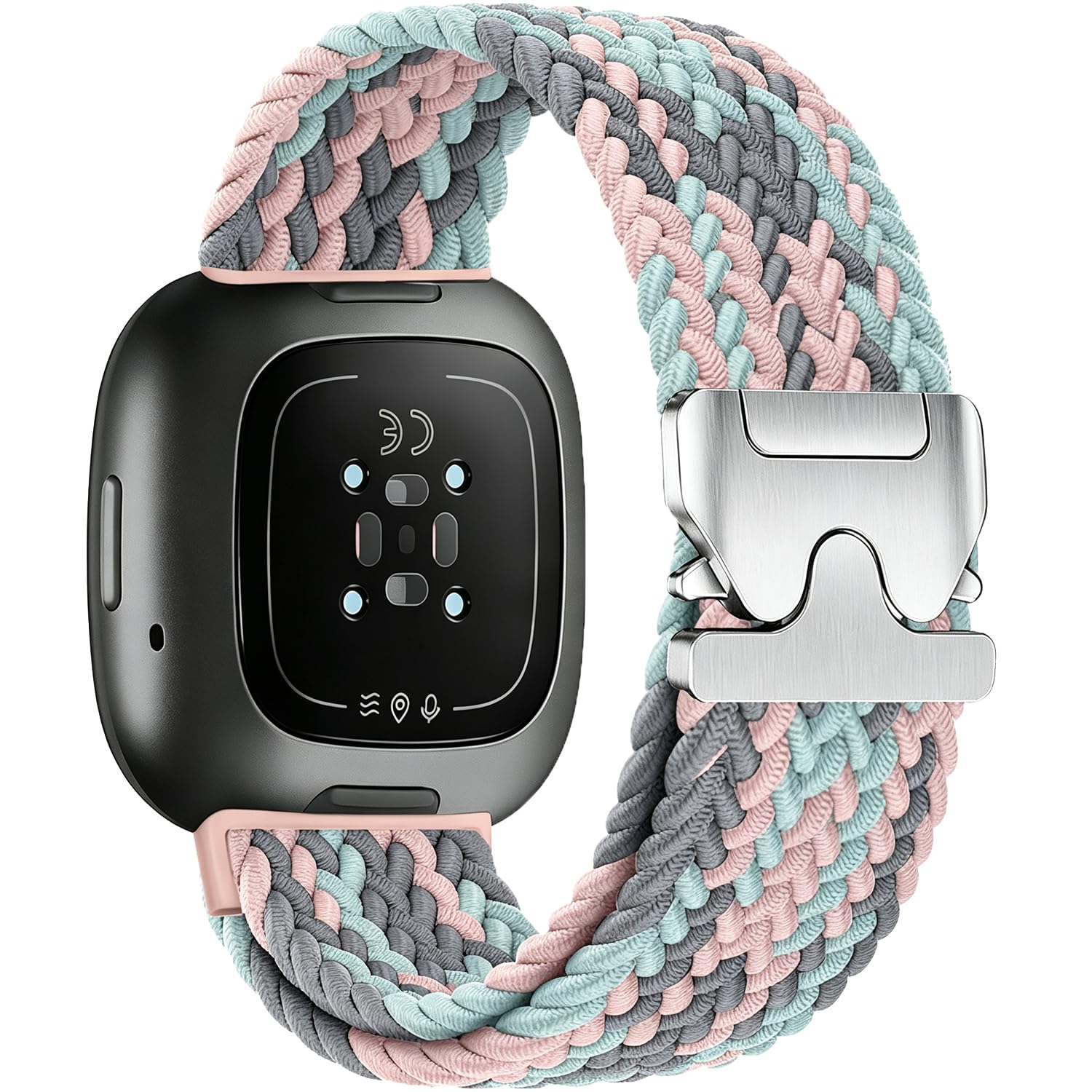 Tkany nylon Pasek Kompatybilny Fitbit Versa 3/Fitbit Versa 4/Fitbit Sense 2/Fitbit Sense,Wymienny szybkozamykalny pasek sportowy zegarka unisex wykonany tkanego nylonu.