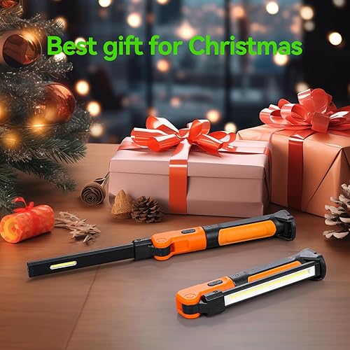 Miniatura 7 de DreamColor Luz de trabajo LED 4 en 1, luz de trabajo recargable con luz de antorcha, base magnética y gancho oculto, plegable y ligera rotación de