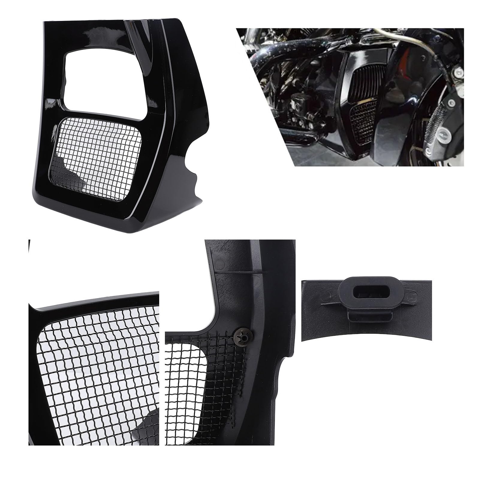 Cocoarm Motorrad Kinnspoiler, Kühlergrill mit Stahlgitter aus ABS for Motorrad