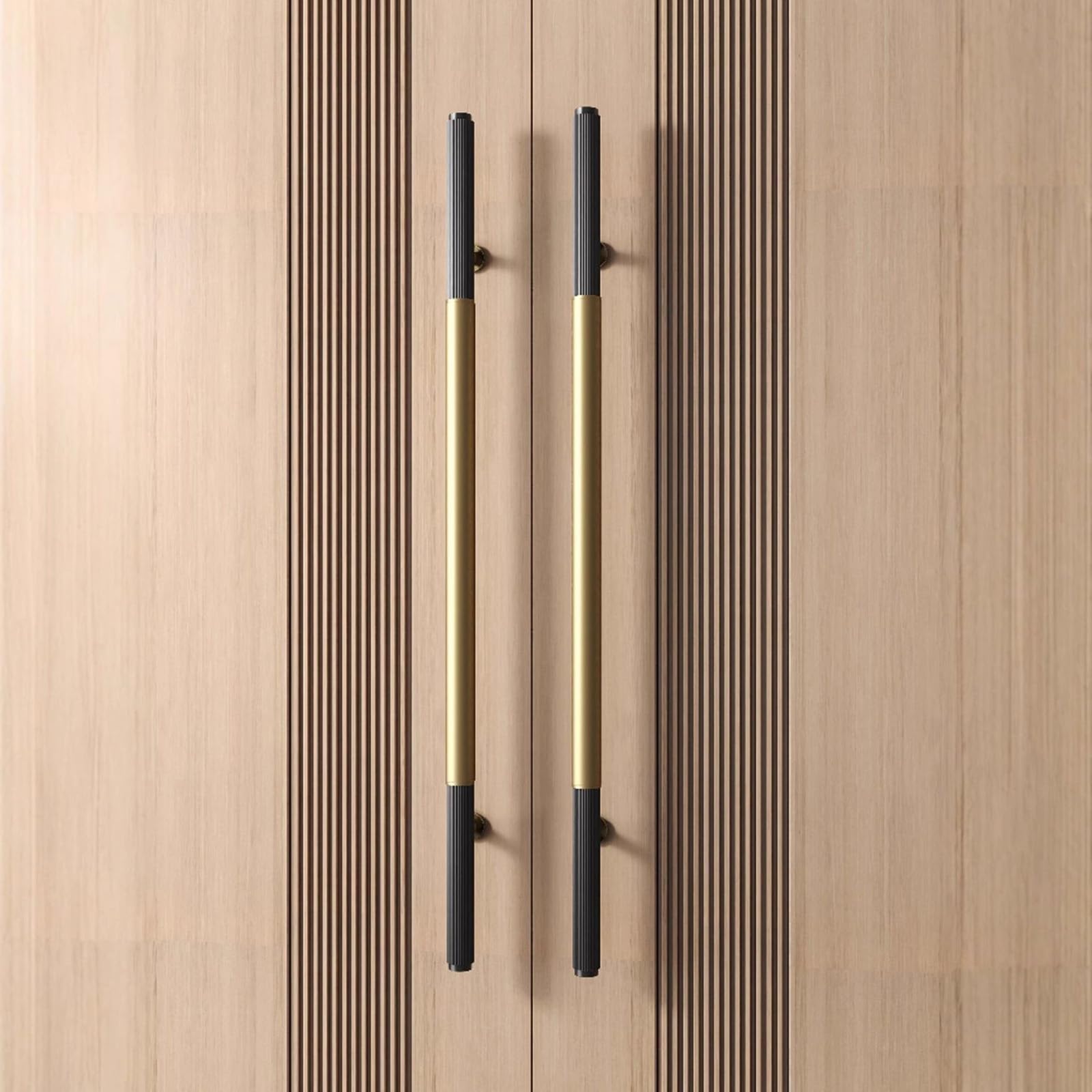 JS Space Stainless Steel Door Pull Handle, Heavy Duty Glass Door Handle for Entry & Commercial Use, for Wood, Sliding Barn Doors, Back-to-Back Installation Hardware Gold + Black 47.2" (31.5" CTC)
