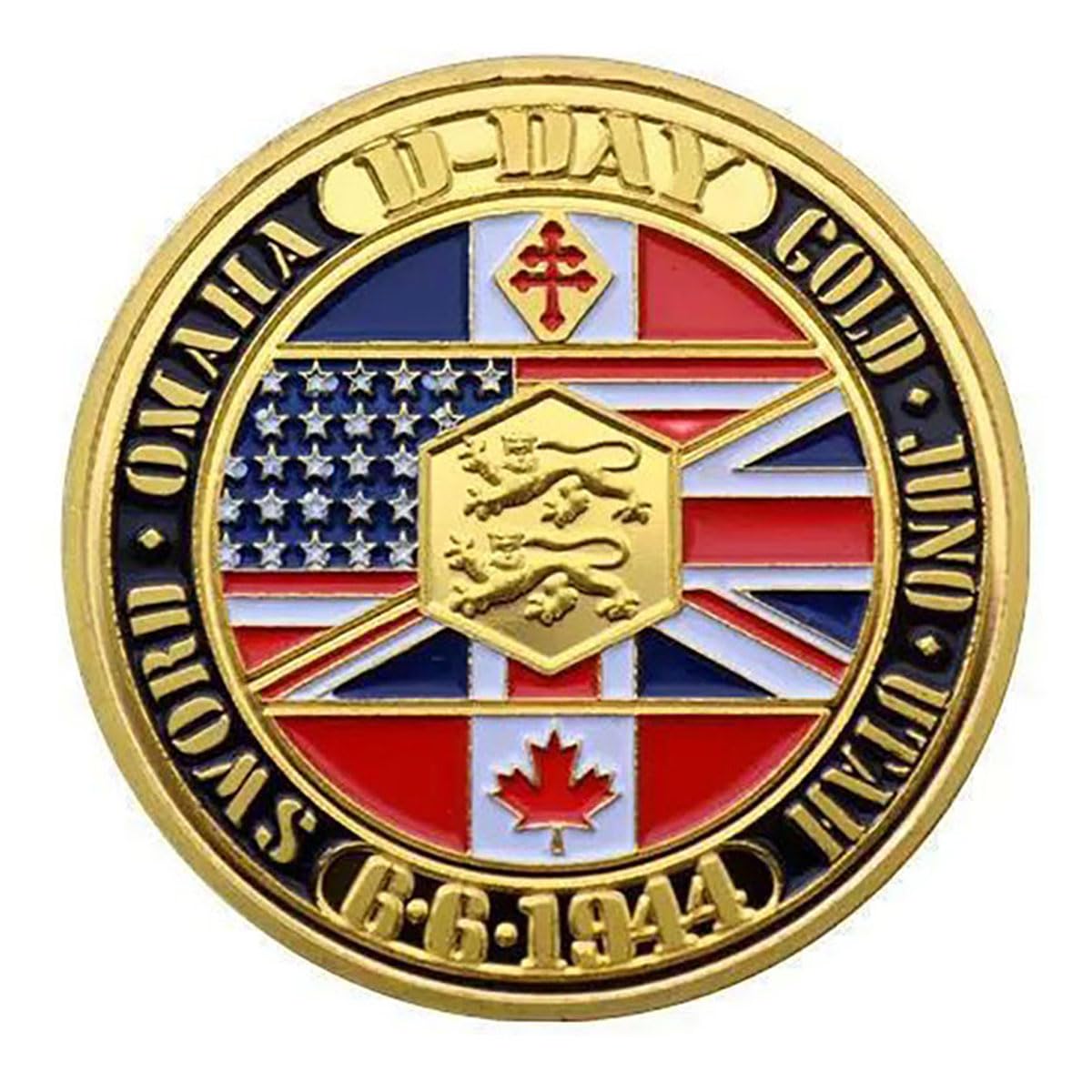 World War II Challenge Coin WWII Normandy Landing Soldier Veteran's Gift with Plastic Box