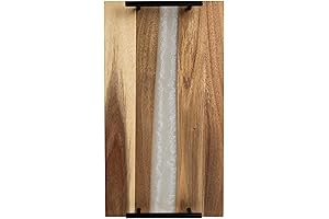 Pearl White Resin + Acacia Wood Charcuterie Serving Board with Handles