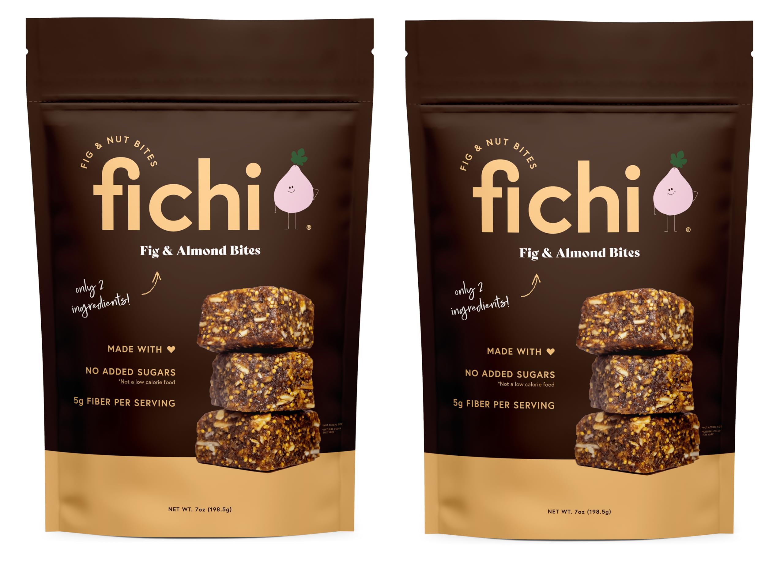Fig and Nut Bites, a Wholesome and Delicious Gluten-Free Italian Fruit and Nut Snack (Two Pack, Fig and Almond)