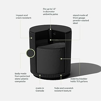 Veradek Umbrella Side Table - Modern Outdoor Patio Table with Umbrella Hole for Porch/Patio | Durable Plastic-Concrete Material & Easy Assembly