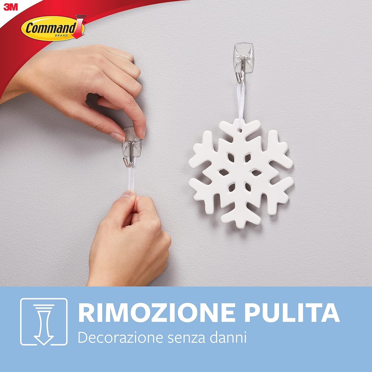 Command Ganci Medi Trasparenti Adesivi, 10 Ganci con Punta Metalica e 12 Strisce - Accessori Salvaspazio senza Forare il muro