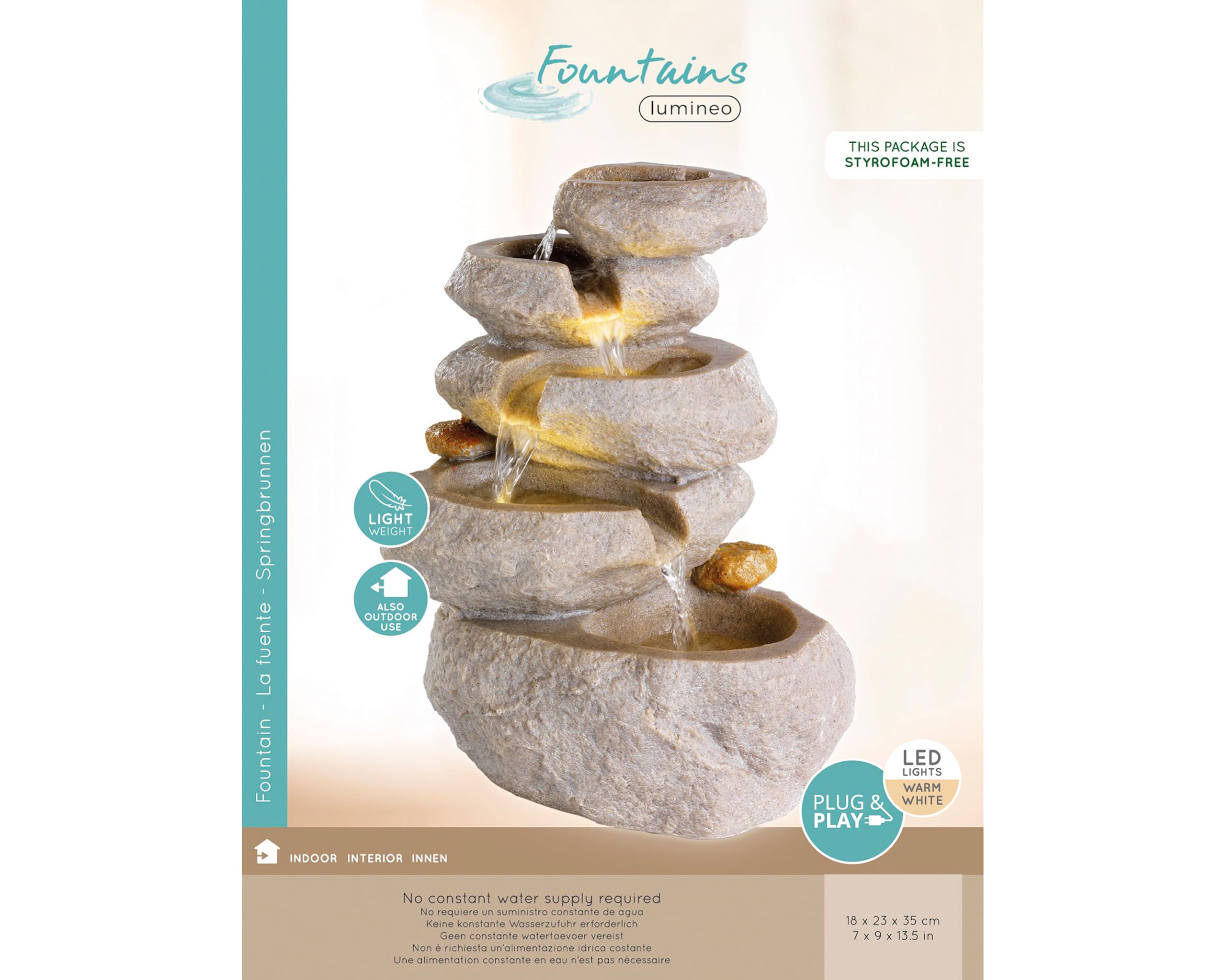 Fountain Waterfall with rocks and LED Lights