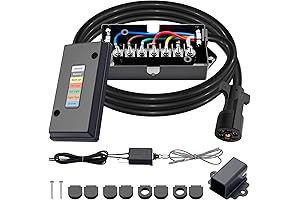 7 Way Trailer Cord and 7 Gang Junction Box Kit with 12V...
